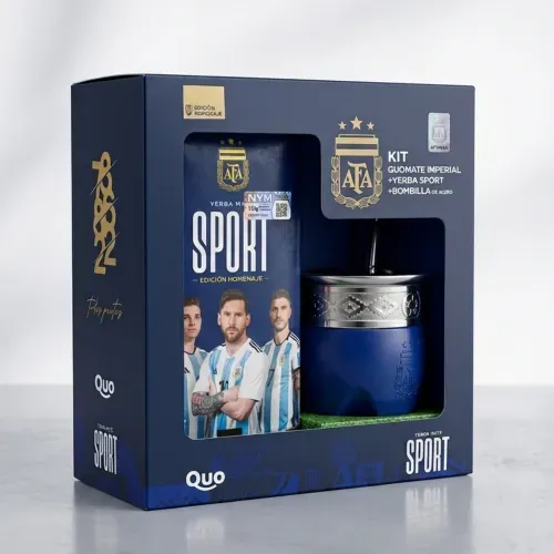 Kit  Mate Imperial + Yerbera XL + Bombilla Selección Argentina